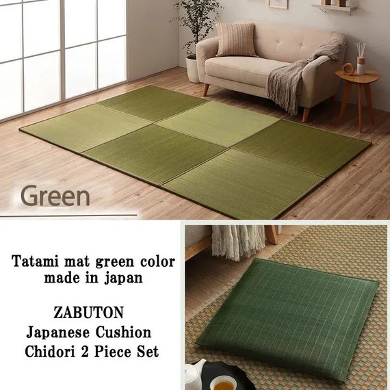 Tappeto tatami tappeto colore verde e Tatami ZABUTON cuscino verde  giapponese Chidori set da 2 pezzi prodotto in Giappone -  Italia