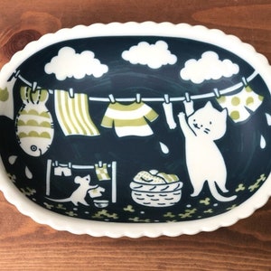 Mino Ware oval plate Kitty Sunday made in Japan