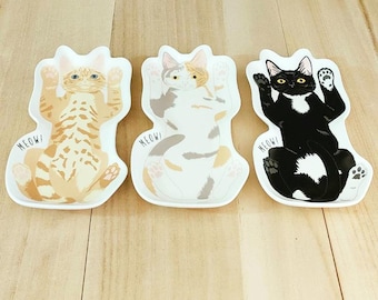 Meow Kawaii Kitty Cat Long Plates Set of 3 Cats Made in Japan