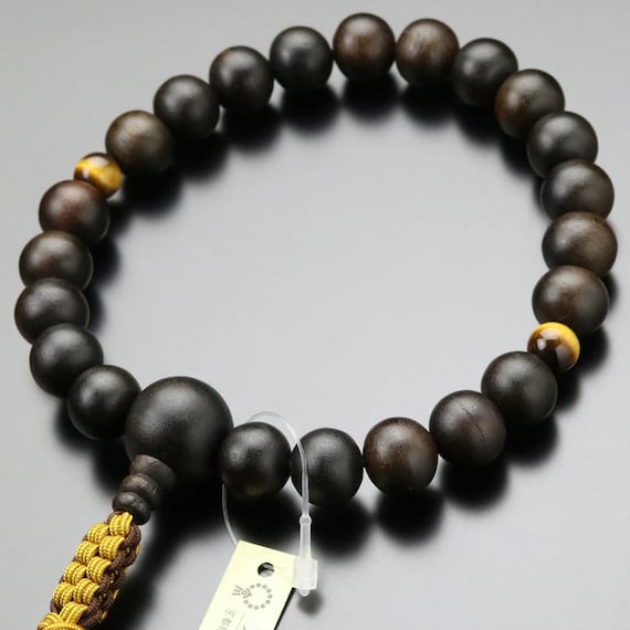 浄土真宗 数珠 数珠 縞模様の黒檀と虎目石 京都製 - Etsy