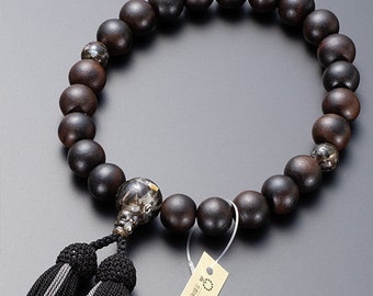 Buddhist Rosary Mala Juzu Prayer beads striped ebony matte black shell made in kyoto