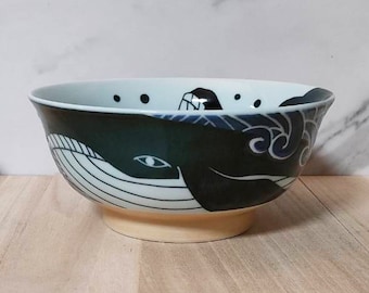 Mino Ware Whale Ramen Bowl Made in Japan