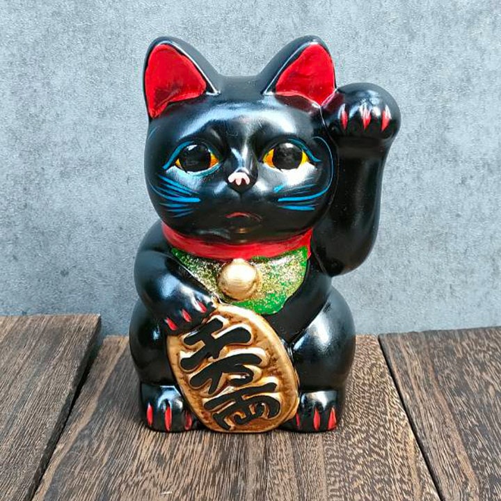 MANEKINEKO Black Beckoning Cat Lucky Cat - Etsy