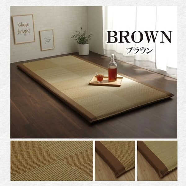 Tatami Rush dutjemat 90 × 200 cm bruin Gemaakt in Japan