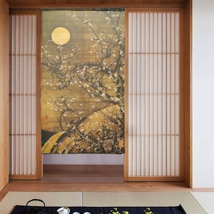 Noren Tapestry Ito Jakuchu Moonlit Night White Plum Made in Japan