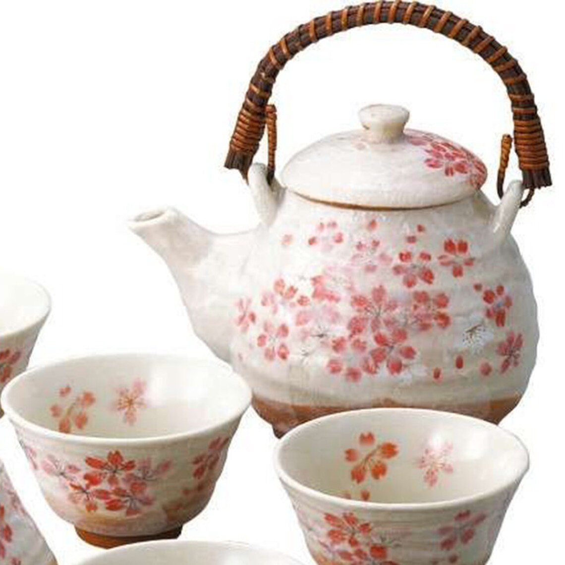 Sakura clay bottle Japanese teapot teacup set Etsy