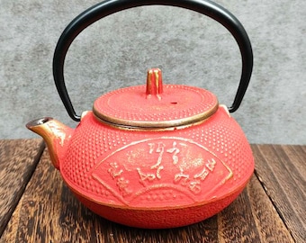 Nambu Tekki iron kettle Kyusu teapot Chusonji gold/red 300ml