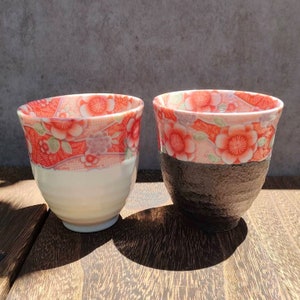 Traditional craft Yuzen Yunomi pair teacup