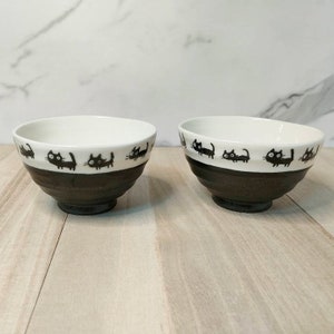 美濃焼 黒猫ニャー ご飯茶碗2客セット 日本製