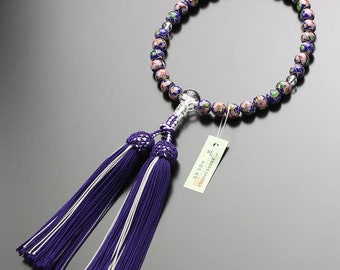 Buddhist Rosary Mala Juzu Prayer beads blue Cloisonne Crystal made in kyoto