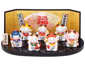 Maneki Neko cat doll Seven lucky gods beckoning cat