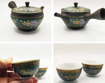 Tokoname ware Japanese Kyusu teapot and teacup set Designed by Tamamitsu SAKURA