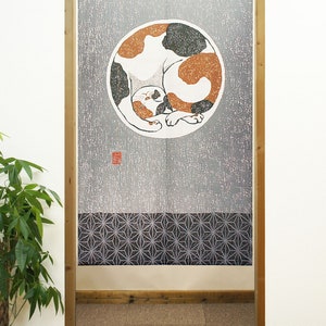 Noren tapestry Japanese Kawaii round cat design