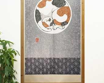 Noren tapestry Japanese Kawaii round cat design