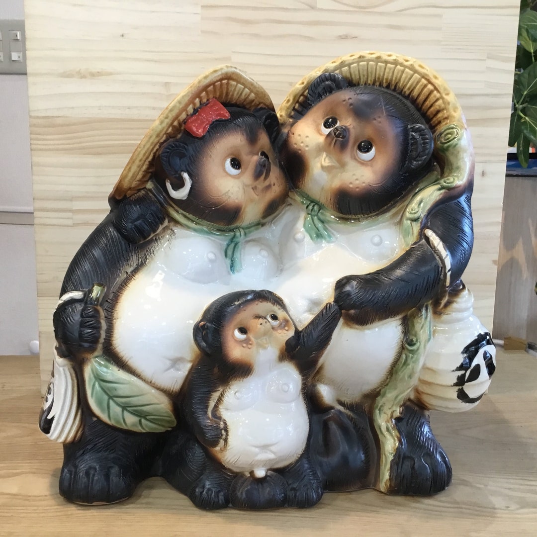 信楽焼／たぬき／骨董／希少／アンティーク／ヴィンテージ／31cm／難あり Yahoo!オークション - 【信楽焼】たぬき置物 陶器 タヌキ 狸