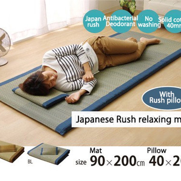 Tatami Rush tapete para la siesta 90 x 200 cm marrón con almohada Hecho en Japón