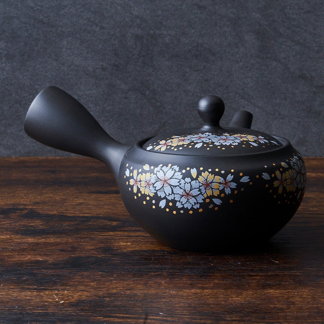 Tokoname Ware Sakura Gold Cherry Blossom Kyusu Teapot Etsy