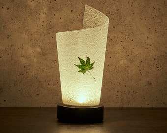Japanese paper lantern with Harusame paper maple leaves
