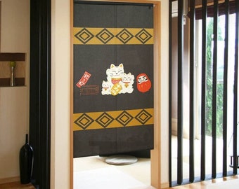 Manekineko Beckoning cat Lucky Cat Daruma Noren Tapestry