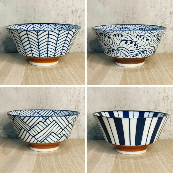 Mino ware Japanese rice bowl 4 design set Made in Japan