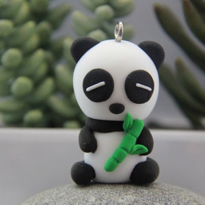 Panda Keychain, Clay Panda Keychain, Panda Accessory, Animal Purse Accessory, Handmade Animal Keychain, Gift For Panda Lover, Panda Ornament