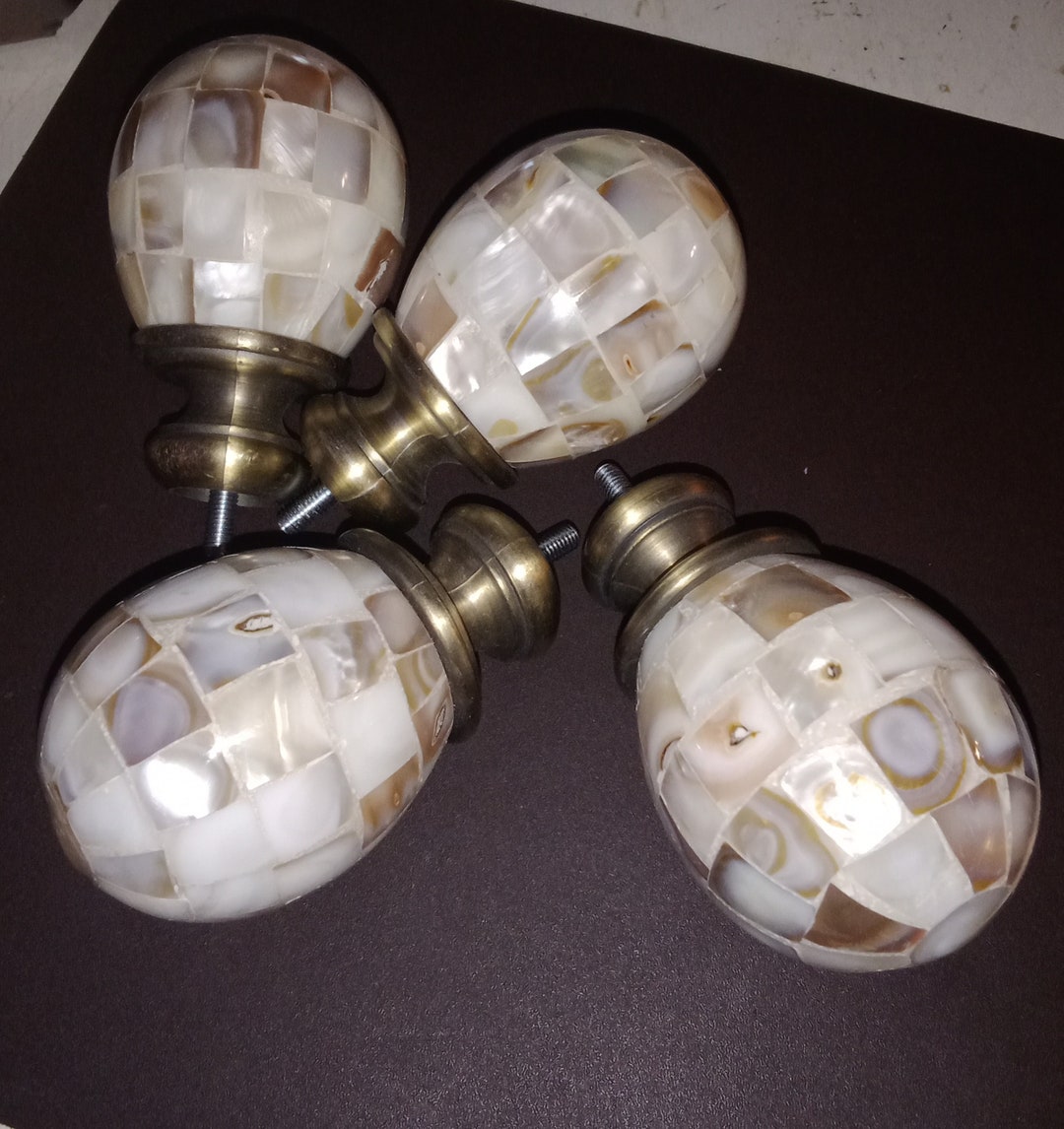 4 Mosaic Mother of Pearl Finials Etsy