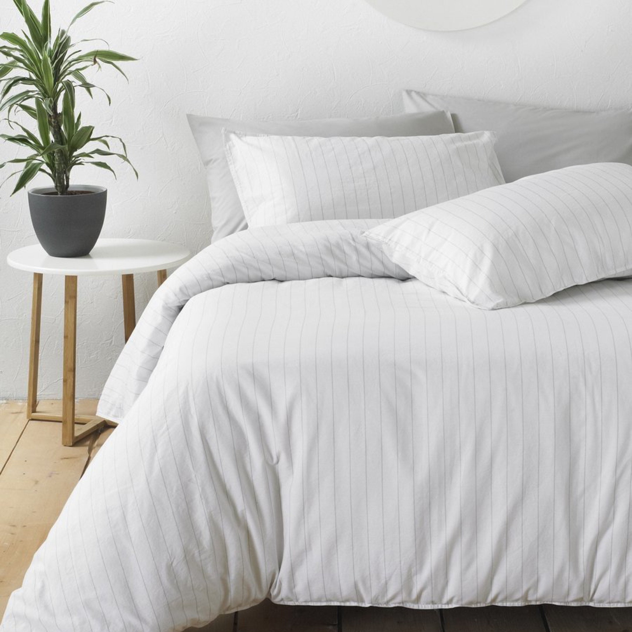 White 100 Cotton Linear Pinstripe Duvet Cover Bedding Etsy