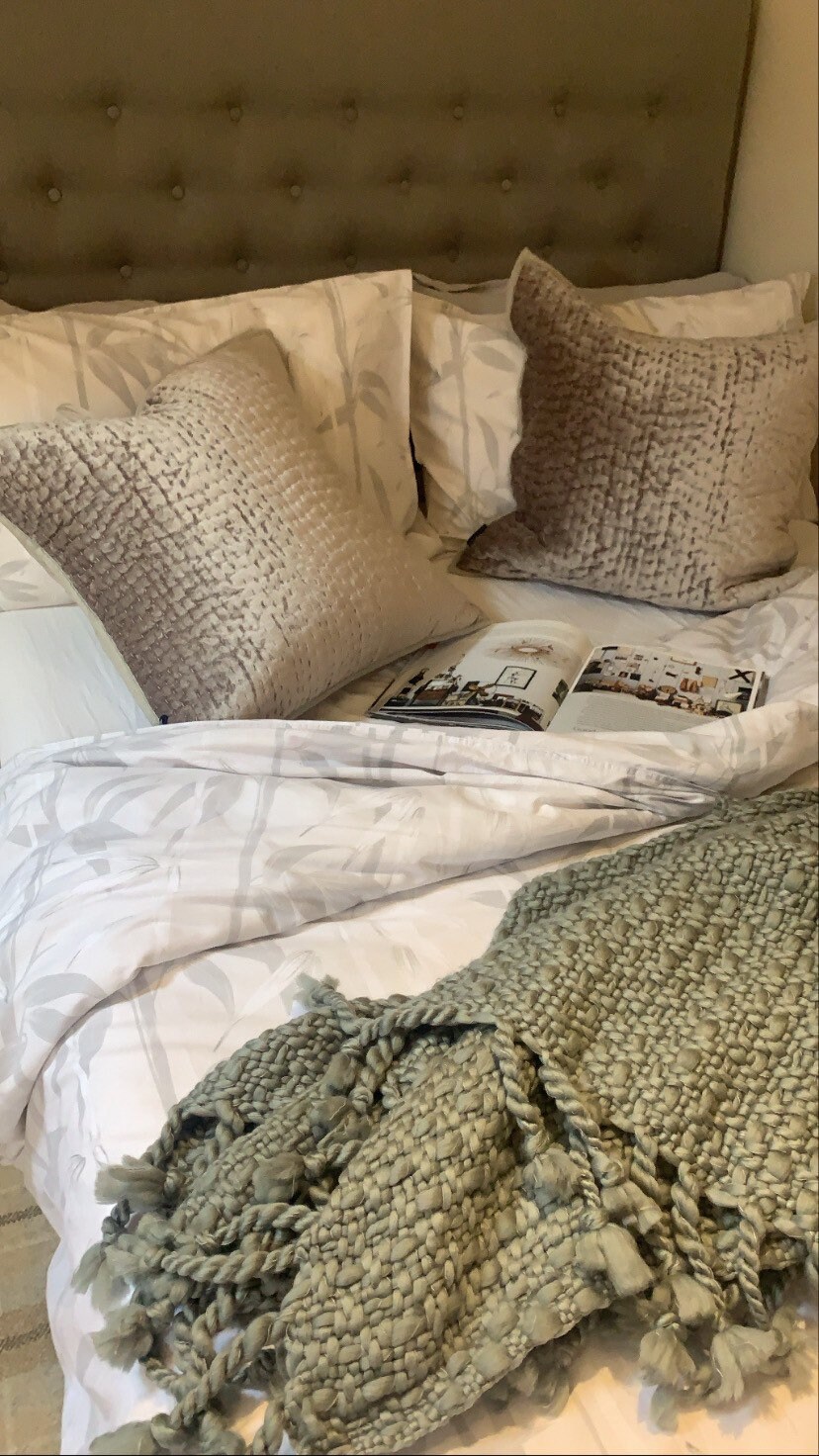 White Grey Bamboo Print Bedding Duvet Sets 100 Etsy