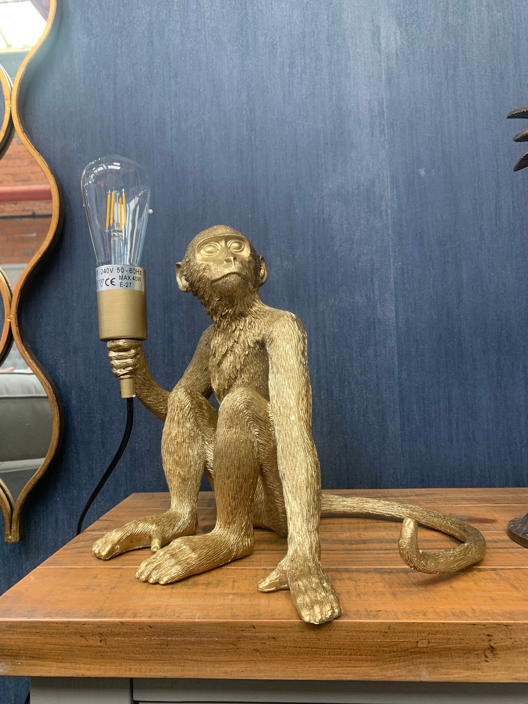 The Monkey Gold Table Lamp Lighting Monkey Lamp Etsy