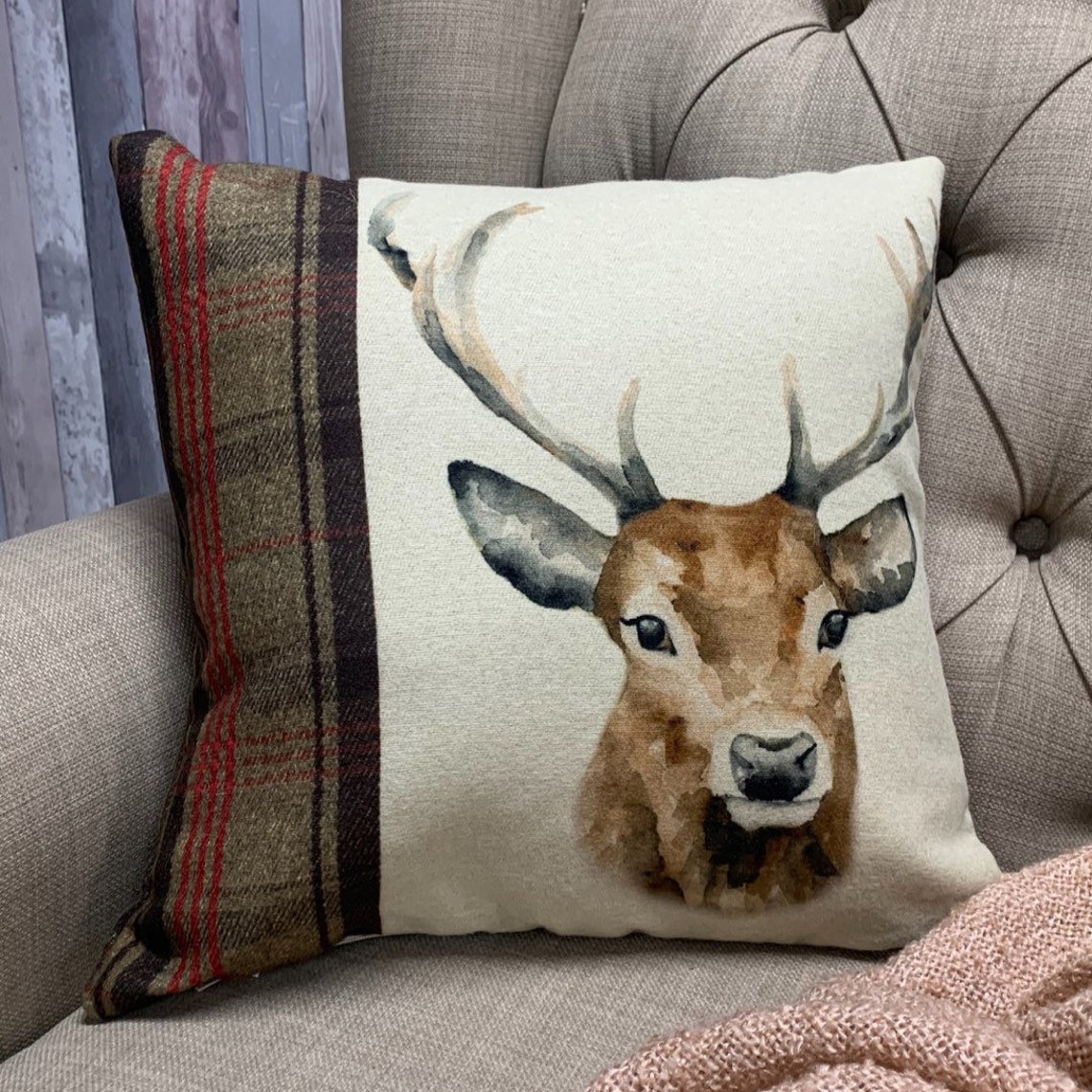 Hunter Stag Scatter Cushion Stag Cushion Tartan Tweed Etsy