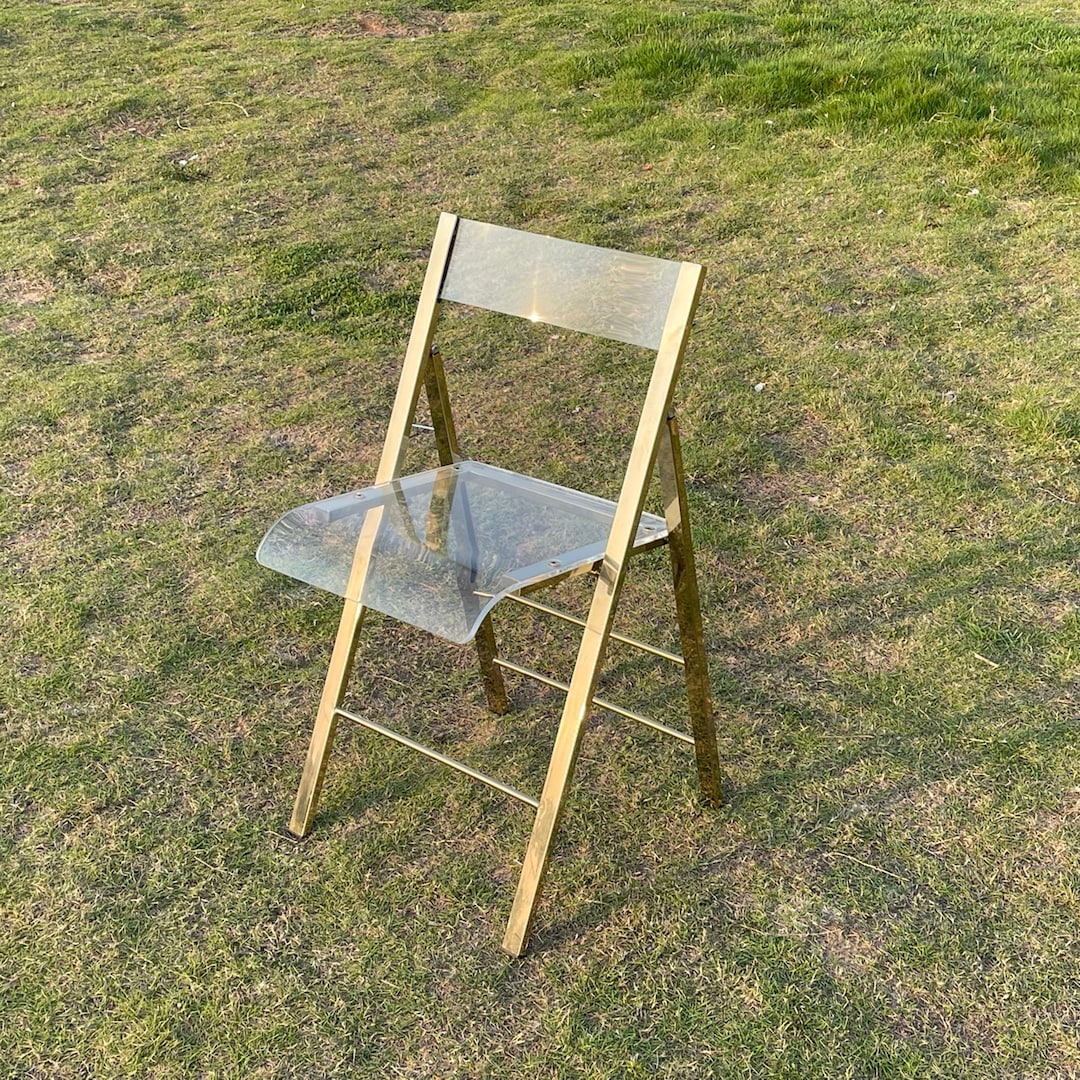 Sedia pieghevole dorata, sedia da matrimonio, sedia in acciaio