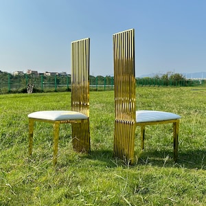 Gold  high back chair stainless steel chair dining room chair bridal shower chair church events chair wedding party table decorate chairs