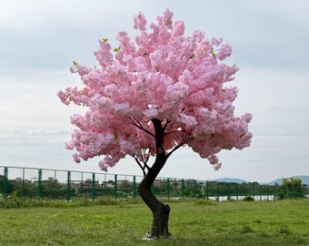 Albero di ciliegio artificiale rosa a forma di S da 7 piedi, ramo staccabile, decorazione per giardino, cortile, hall dell'hotel, accetta personalizzazioni