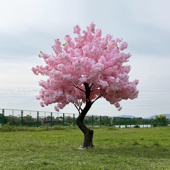 Custom 7ft S Shaped Pink Artificial Cherry Blossom Tree Flower