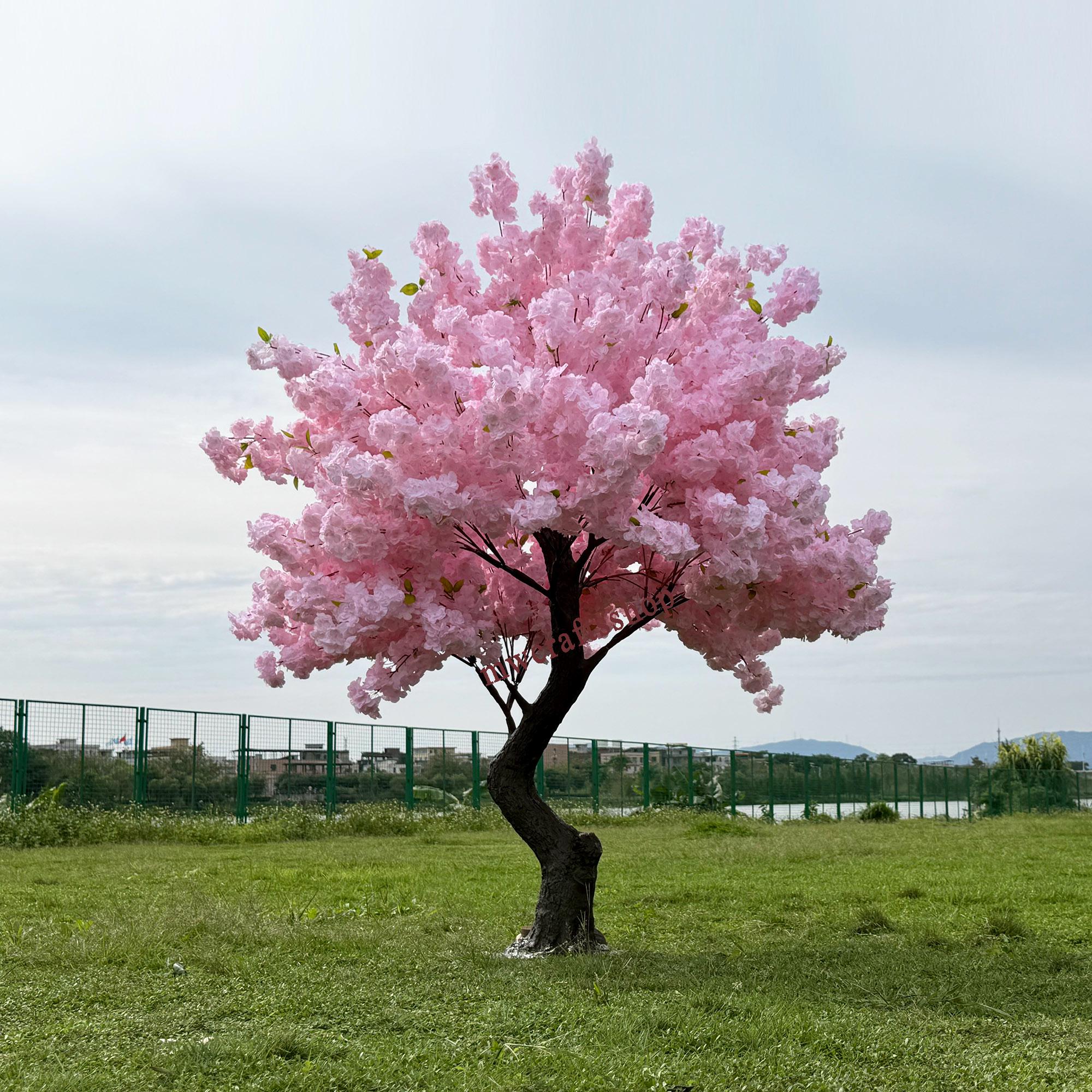 Custom 7ft S Shaped Pink Artificial Cherry Blossom Tree Flower