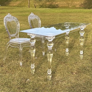 Clear acrylic ghost table detachable dining table  bride& groom couples shower baby shower decor candy bar dessert table sweets table