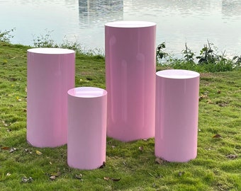Stylish Pink table stand cylinder pedestal for wedding events decorate pillar bridal shower candy bar sweets table birthday party cake table