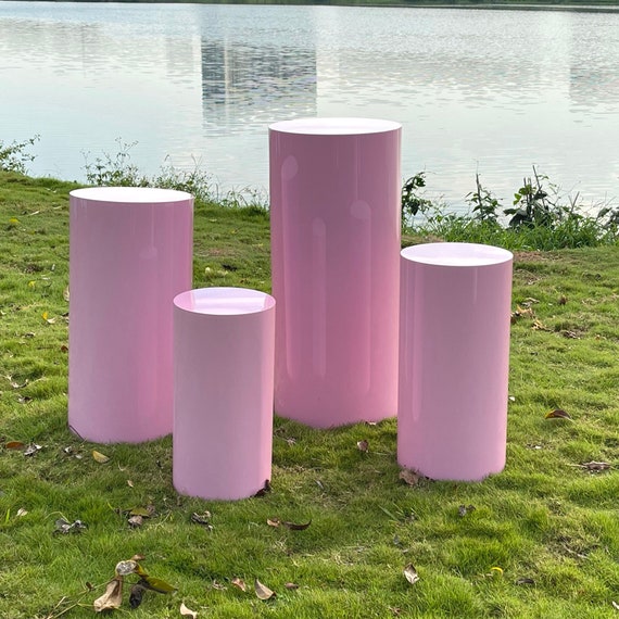 Elegante mesa rosa soporte cilindro pedestal para eventos de boda decorar  pilar bridal ducha candy bar dulces mesa cumpleaños fiesta pastel mesa -   España