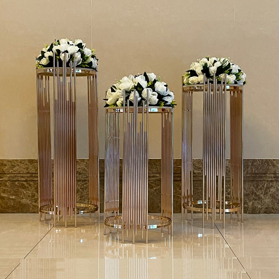 Set of 3 Gold Cake Table Display Pedestal Candy Bar Table - Etsy