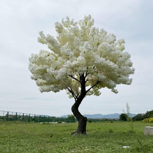 7 FT S shaped white cherry tree blooming flower artificial tree branch detachable garden backyard decor hotel lobby decor accept custom