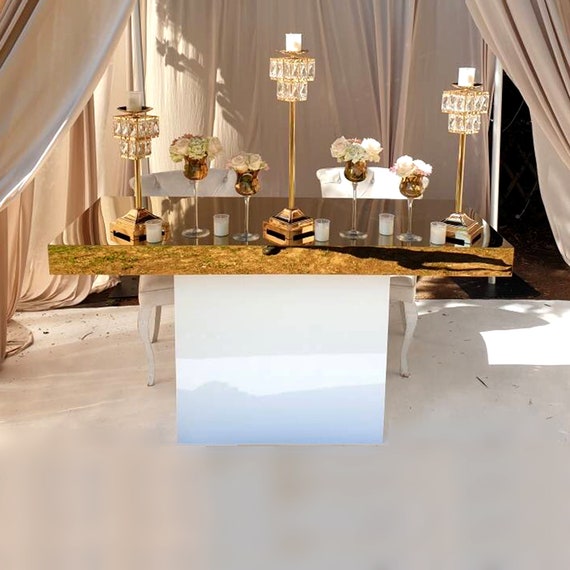 Piédestal de table de mariage de luxe en miroir pour la mariée et le marié  douche décor douche nuptiale décor candy bar bonbons table idée de table de  gâteau de Noël 
