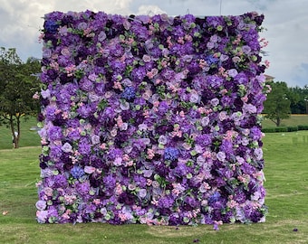 Custom purple 3D Lavender Rose Flower Wall Party Photo Booth flora stage Wedding Backdrop event stage