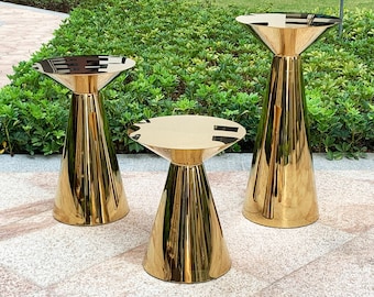 Gold cocktail table bar table stand pedestal table events decorative table bridal shower aisle flower stand party events planning cake table