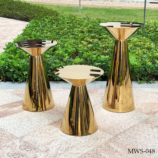 Gold cocktail table bar table stand pedestal table events decorative table bridal shower aisle flower stand party events planning cake table