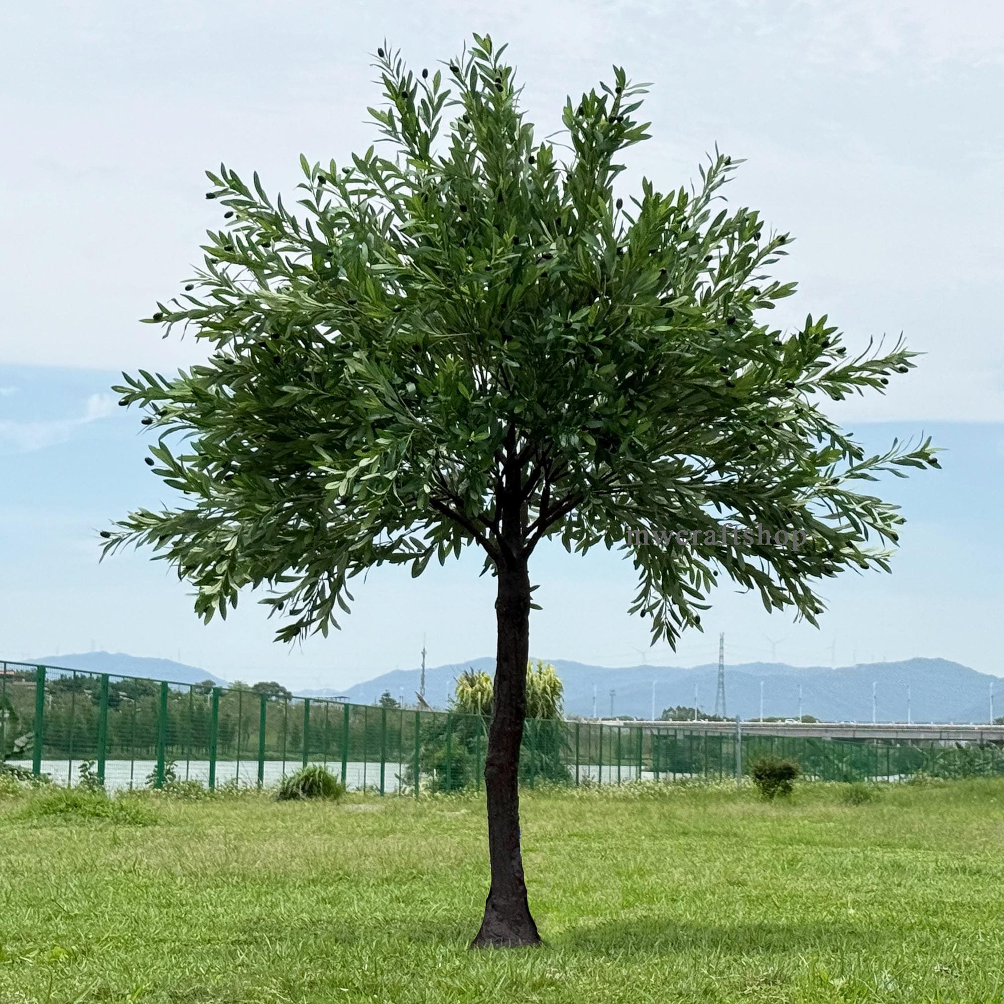 Albero Di Ulivo Artificiale Alto 2,1 Metri, Pianta Finta Per Interni Con Vaso Nero - 2