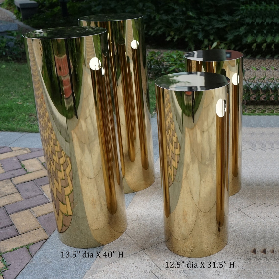 Gold mirror pedestal table stand cylinder plinth for wedding Etsy