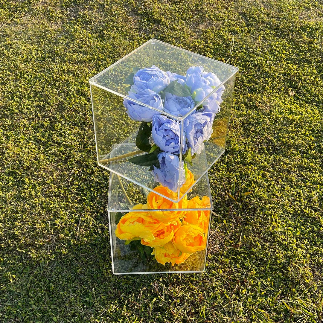 Acrylic Cube Box Riser Plinth Stand Pillars Wedding Event Planning ...