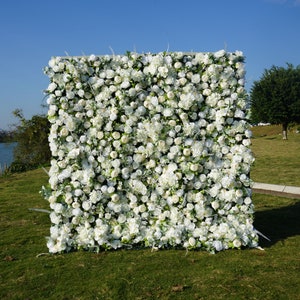 Üppige weiße 3D-Blumenwand künstliche gemischte Rose Blumenwand Hortensie für Partyveranstaltungen Fotohintergrundplanung Brautpartyrosenwandideen