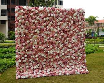 CUSTOM Pink & white rose lush flower wall for party stage photo booth wedding  decor planning bridal shower couples shower events background