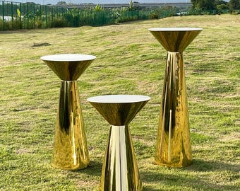 Custom Gold cocktail table bar table stand pedestal table event decor table bridal shower aisle flower stand party event planning cake table